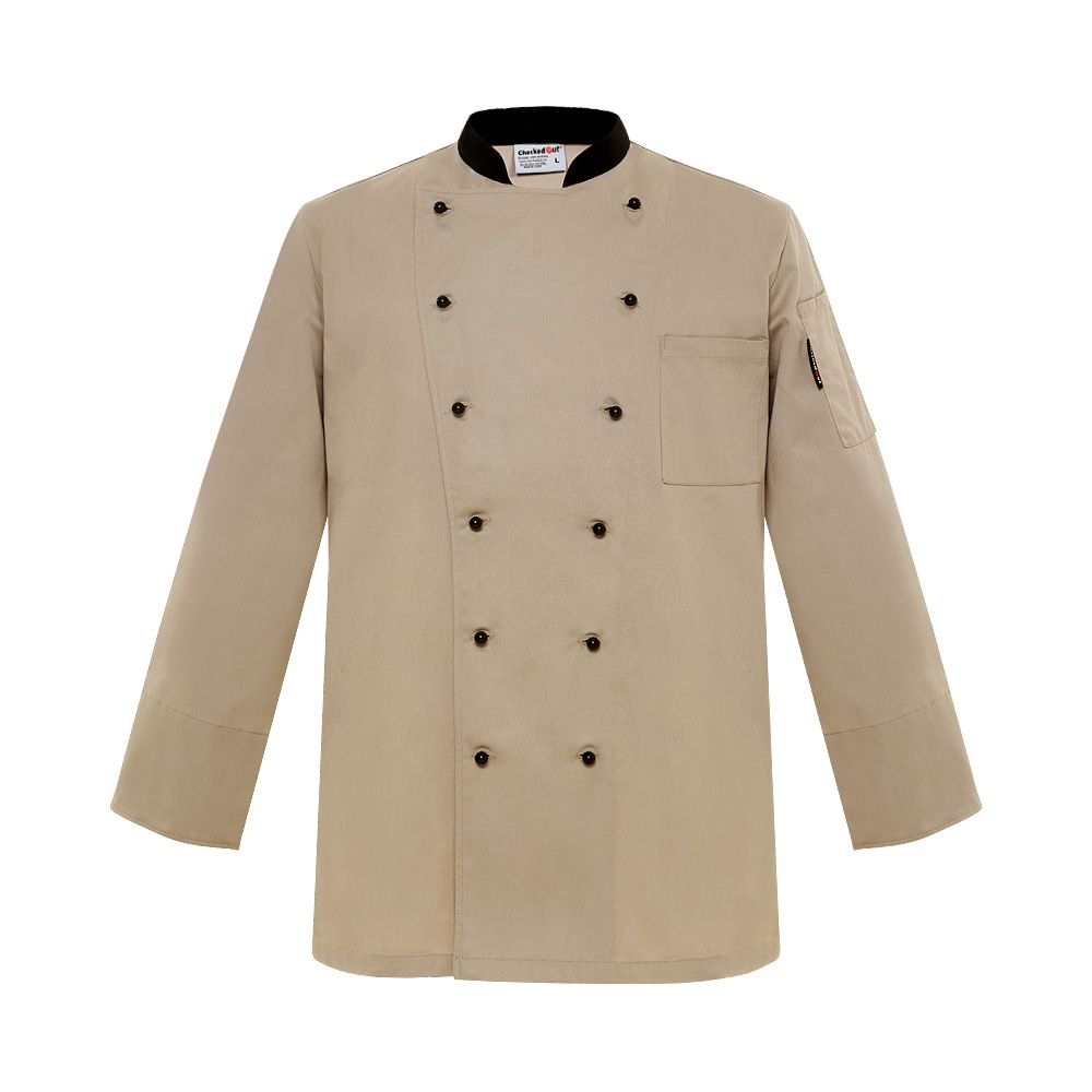 unisex beige (black collar) coat 
